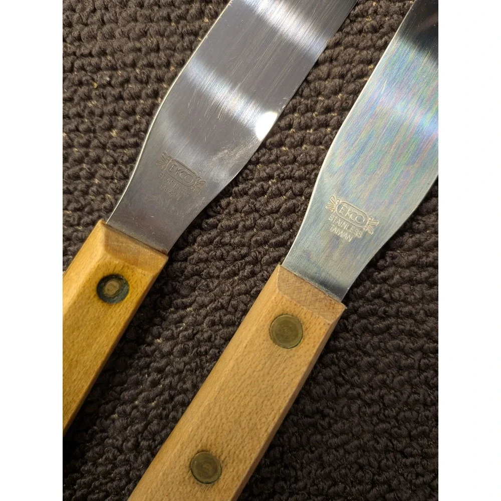 Vintage EKCO Knives Lot of 3 Wood‎ Handle 2 Sandwich Spreaders 1 Paring Knife